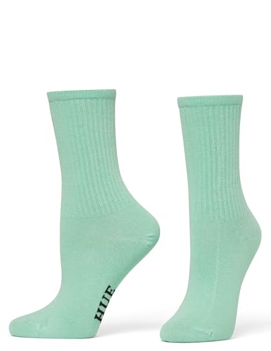 Image of HUE Women's Casual Ribbed Must-have Crew Lightweight Athletic Socks 3 Pair Pack