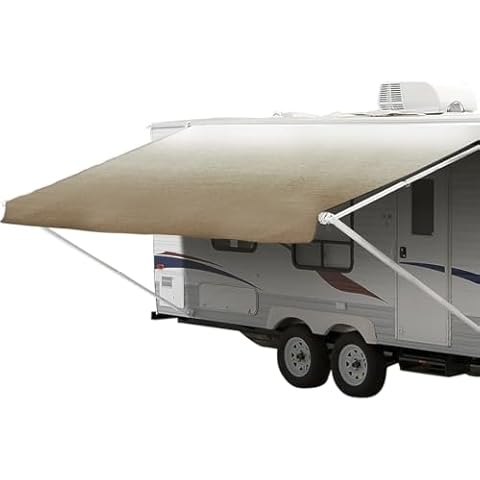 ShadePro - RV Awning Fabric Replacement - Premium Grade Weatherproof Vinyl - Universal Outdoor Canopy for Camper, Trailer, and Motorhome Awnings - Dune Fade - 20' (Fabric 19' 2") Cover