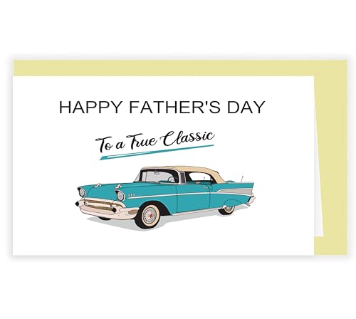 Comting Classic Card Happy Father's Day Card, Special Fathers Day Card to A True Classic, Vintage Car Love Card, Vehicle Card for Daddy