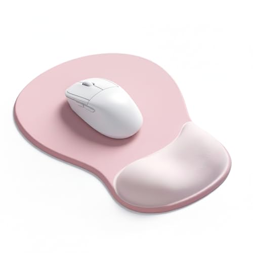 Image of eulps Mouse Pad with Gel Wrist Rest, Ergonomic Comfortable Computer Wrist Support for Laptop, Pain Relief Mousepad with Non-Slip PU Base for Office & Home (01Pink)