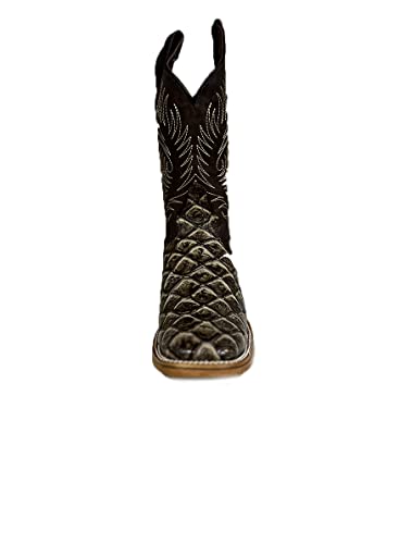Men’s Rodeo Boots Pirarucu Fish Boots Handcrafted, Botas de Pescado grabadas Cowboys (11, Brown)