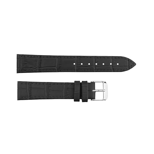 ClassicWatchStraps Leder-Uhrenarmband mit Krokoprägung | Schwarz - 8 mm - Schließe: Silber Poliert | Rindsleder | Ersatz-Armband