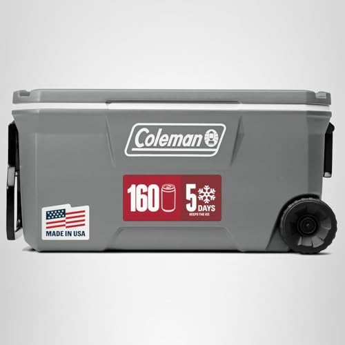Coleman Classic Series Insulated Portable Rolling Cooler with Wheels, Leak-Resistant Outdoor Hard Cooler Keeps Ice up to 5 Days, 100-Quart — view 9