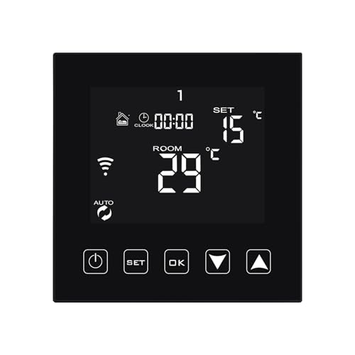 KETOTEK Intelligente Termostato WiFi para Caldera a Gas/Acqua 3A Compatibile con Alexa, Termostato Ambiente Programmabile con Controllo Vocale & App Negro