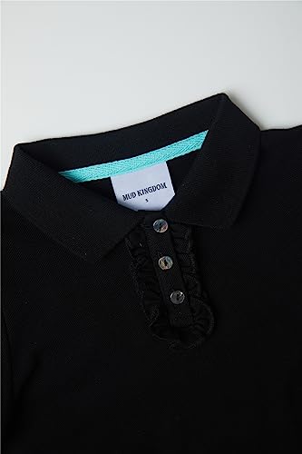 Image of Mud Kingdom Girls Short Sleeve Ruffle Pique Polo Uniform Top Stretch Lightweight