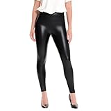 MCEDAR Women’s Faux Leather Leggings with Pockets Plus Size Girls High Waisted Sexy Skinny Pants (S, Black #2)