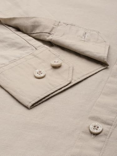 Image of Men's Cotton Linen Solid Shirt | Slim Fit Full Sleeve Casual Shirt | Lightweight | Breaethable | Stylish