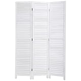 PayLessHere Room Divider Wood Privacy Screen 5.75 Ft Indoor Folding Portable Partition Screen for Bedroom Office Restaurant (White, 3 Panel)