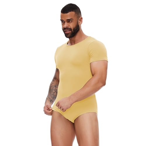 Mens Short Sleeve Bodysuit Romper Pajamas For Men Button Crotch Onesies-Basic Onesies2