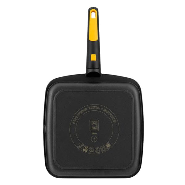 BRA Fast Click | Grill 28 cm liso, aluminio fundido, con antiadherente, full induction, apto para todo tipo de cocinas