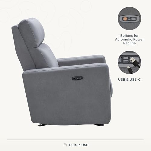 Image of Nurture& The Glider - Premium Power Recliner Nursery Chair with Stationary Headrest | Designed for Comfort and Simplicity | Built-in USB Charger