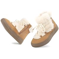 Wulubaba Toddler Girl Snow Boots Winter Warm Outdoor Brown Boots,Brown,11
