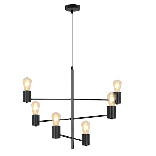 ZMH Pendelleuchte Vintage Deckenlampe Hängend - Hängelampe 6 Flammig Kronleuchter Industrial Hängeleuchte Wohnzimmer Esstisch Deckenleuchte Schwarz Metall Pendellampe Retro für Esszimmer Schlafzimmer
