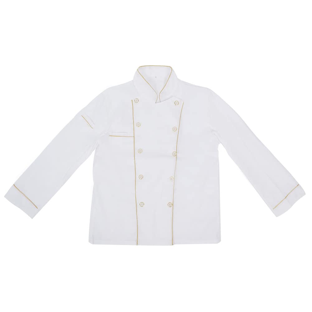 Unisex Chef Coat, Sweat Absorbing Fine Edge Wrapping Chef Uniform for Women for Restaurant(XL(170-180CM))-image-18