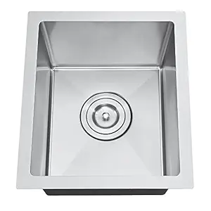 Goujxcy 13-inch Undermount Nano Handmade Stainless Steel Kitchen Sink Single Bowl Small Basin With Strainer (13x15x8inch)