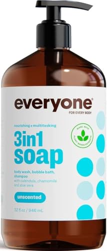 Image of Everyone 3-in-1 Soap, Body Wash, Bubble Bath, Shampoo, 32 Ounce (Pack of 1), Unscented, made for Men and Women
