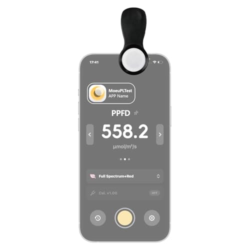 PAR (PPFD) Light Meter Clip for LED Grow Lights Precision Diffuser with MoeuPLTest iOS APP Full Spectrum + 660nm Included Free