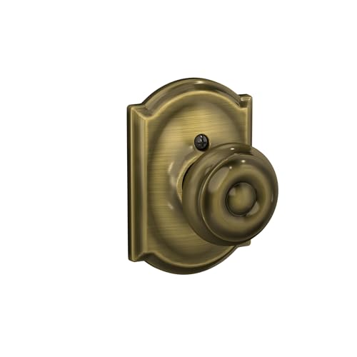 Image of SCHLAGE F10 GEO 609 CAM Camelot Collection Georgian Passage Knob, Antique Brass