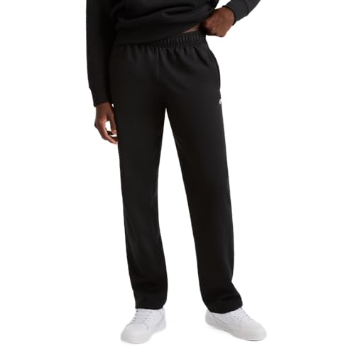 Champion Powerblend öppen botten fleece byxor träningsbyxor för män, Svart C-lapp logotyp, L