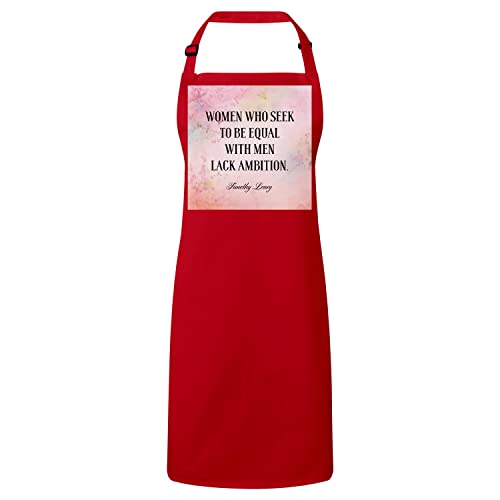 Tablier cuisine premium rouge et résistant avec citation inspirante d'ambition pour femme