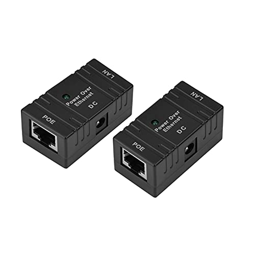 Mingzhe Inyector POE, Módulo de Fuente de Alimentación POE, Adaptador Ethernet, Divisor con Luz LED, Entrada DC 5-48 V, Montaje en Pared, para Cámaras IP (Negro), 2 Unidades miniatura 4