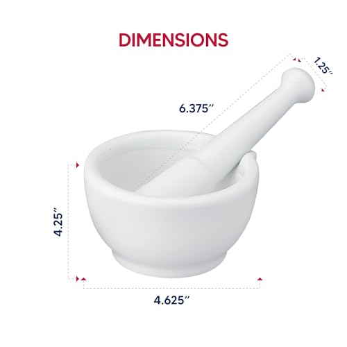 HIC Kitchen Mortar with Pour Spout and Pestle, Fine Porcelain, 4.25-Inch, Spice Herb Grinder, Pill Crusher, Nut Butter Maker - Thumbnail 7