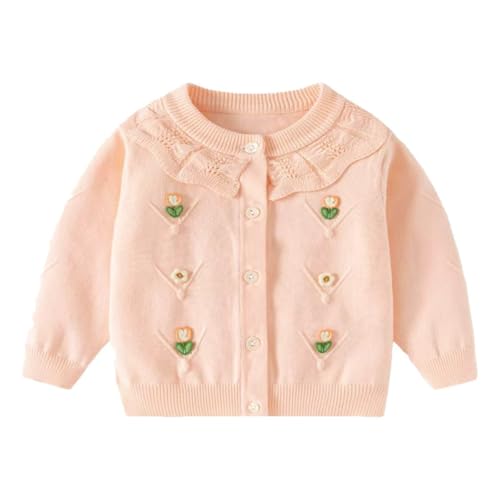 Cardigan en tricot bébé fille avec broderie fleurs coton pull automne hiver