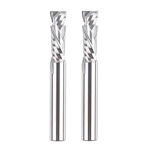 Spetool 2Pcs Up & Down Spiral Router Bits Sets With 1/2" Shank 1/2" Cutting Diamter Extra Long 4 Inch, Carbide Cnc Compression Bits For Wood Carving Slots Mortises #TOP23