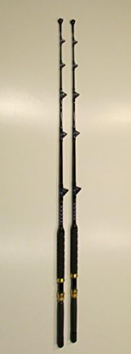 Pair (2) Tournament Series 50-80lb Saltwater Trolling Rod w/Pac Bay Guides (Blue & Silver)