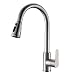 DUTRIX Grifo de Fregadero Extensible Acero Inox, 2 Modos de Chorro Grifo Cocina Extraíble con Botón de Pausa, Acero Cepillado