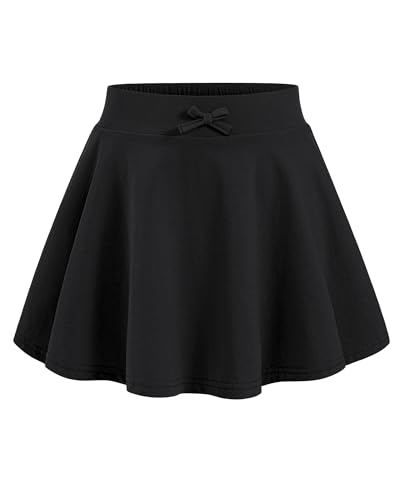 BOOPH Girls Skirts Kids Casual Skorts Athletic Uniform Skirt with Pockets Black 4-5 Years