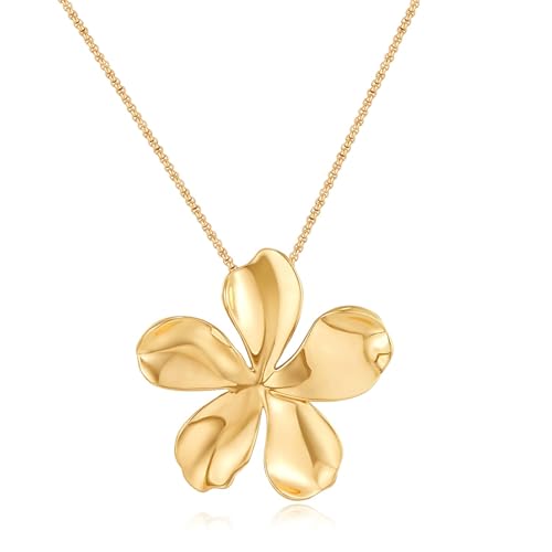 LILIE&WHITE Gold Flower Long Necklace for Women– Elegant Floral Design with Long Chain, Stylish Women Jewelry, Gift for Her, Fashion Accessory for Any Occasion