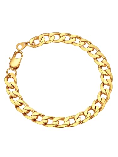 ChainsPro Bracelet Or Homme-Bracelet Chaîne Robuste-Bracelet Manchette Or Homme-Joli Bracelet Maille Americain-8.5mm de Large-Plaqué Or 18K-19cm-Cadeau pour...