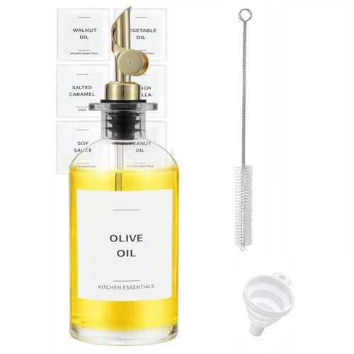 Harewtwy Aceitera de Vidrio para, de Alimenticio, para Uso Doméstico, con Apertura y Automáticos, A Prueba de Fugas.