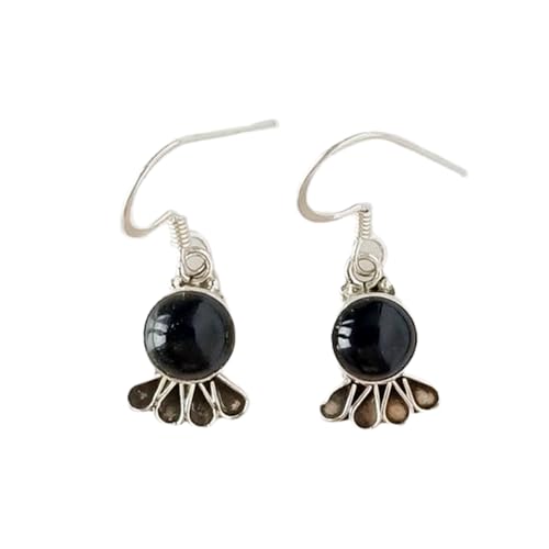 Boucles d'oreilles pendantes onyx noir style minimaliste