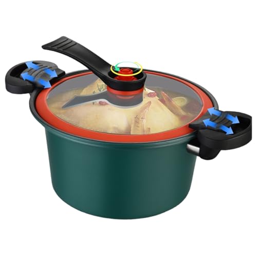 MOUNTTU Mini Olla a presión, Masa de presión de Calentamiento rápido de 3.5L con manijas de Cerradura, Serie Antiadherente con Tapa