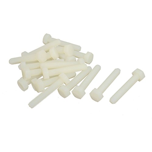 Image of uxcell M8 x 45mm Full Thread Nylon Hex Head Cap Screw Bolt Fastener 20 Pcs