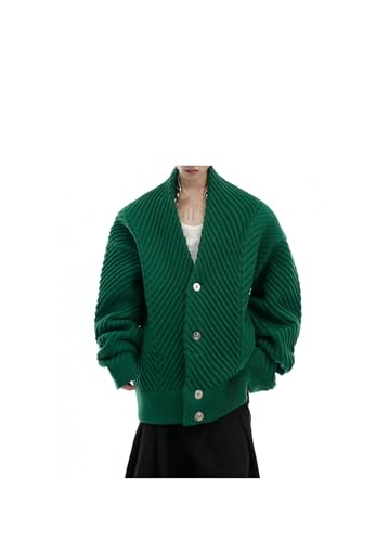 Men's Casual Loose Simple Solid Color Single Breasted Long Sleeve V-Neck Sweater Cardigan3