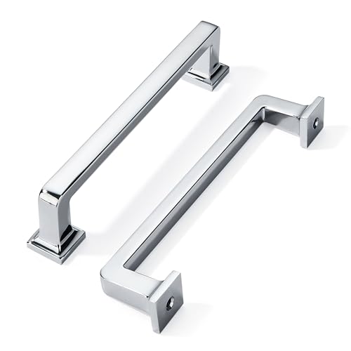 khtumeware 10 Pack Polished Chrome Cabinet Pulls, 5 Inch(128mm) Hole Centers Cabinet Handles Kitchen Hardware Straight Bar for Cabinets and Drawer Pulls