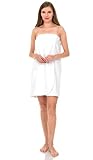 TowelSelections Cotton Terry Bath Towel Shower Wrap for Women Large White