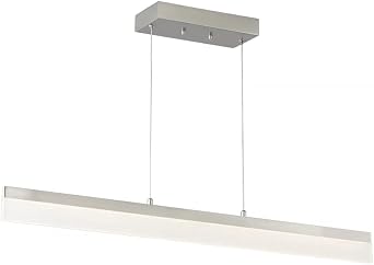 HomeConcept 36" w 1-Light Linear Bar Ribbon LED Kitchen Island Light Fixture Brushed Nickel Finish Acrylic Shade
