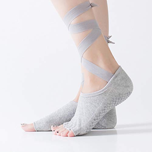 Yoga Socks Premium Grippy Non Slip Sticky Grip Accessories for Women Men Pilates Barre Ballet Dance Home for Balance Stability Massage Sport Lace-up Yoga Sock - Thumbnail 2