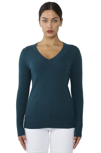 Image of JENNIE LIU Women's 100% Pure Cashmere Long Sleeve Ava V Neck Pullover Sweater