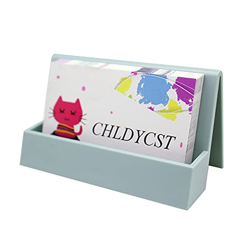 Moderner, niedlicher Visitenkartenhalter aus Kunststoff, für Büro, Zuhause (Seeblau) Cover