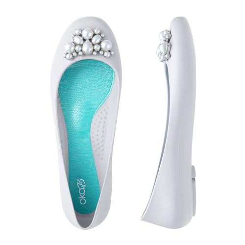 Oka-B Women's Taylor Pearl Flats,Pebble with Faux Pearl Cluster Charm, Size 8 M