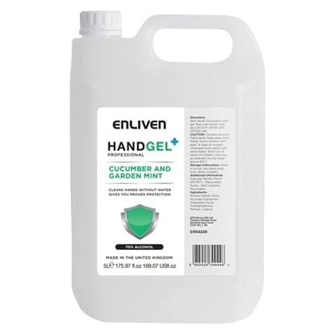 Enliven Professional Gel Hand Sanitiser Contains 70% Alcohol Cucumber & Garden Mint 5L Cover