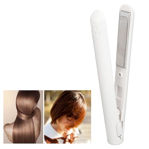 Plancha para el cabello de cerámica con placas flotantes, calentamiento rápido, herramienta de peinado para flequillo (blanca) miniatura 4