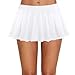 Afibi Women Sexy Stretchy Elastic Waist Pleated Ruffle Mini Skirt for Schoolgirl Outfits (XX-Large, White)