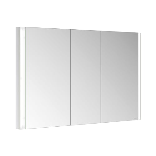Keuco Royal Linde LED Spiegelschrank mit 3 Türen, 120 cm, Made in Germany, Einbau, symmetrisch, Aluminium-Korpus, Seiten schwarz matt, Beleuchtung dimmbar