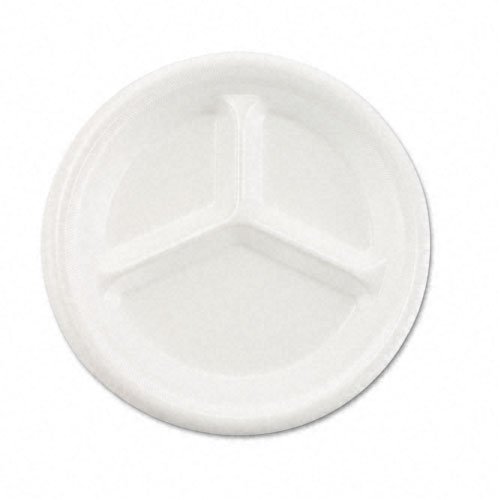 Boardwalk 9FPL3C White NonLaminated Foam Plate with 3